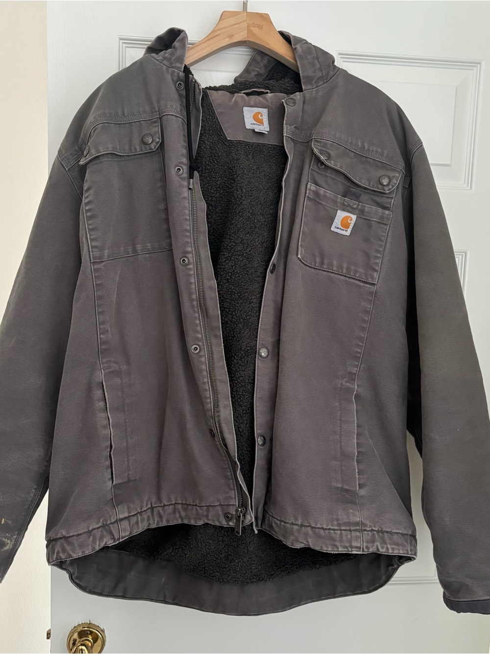 Carhartt Men's Hooded Insulated Jacket in Charcoal Gray